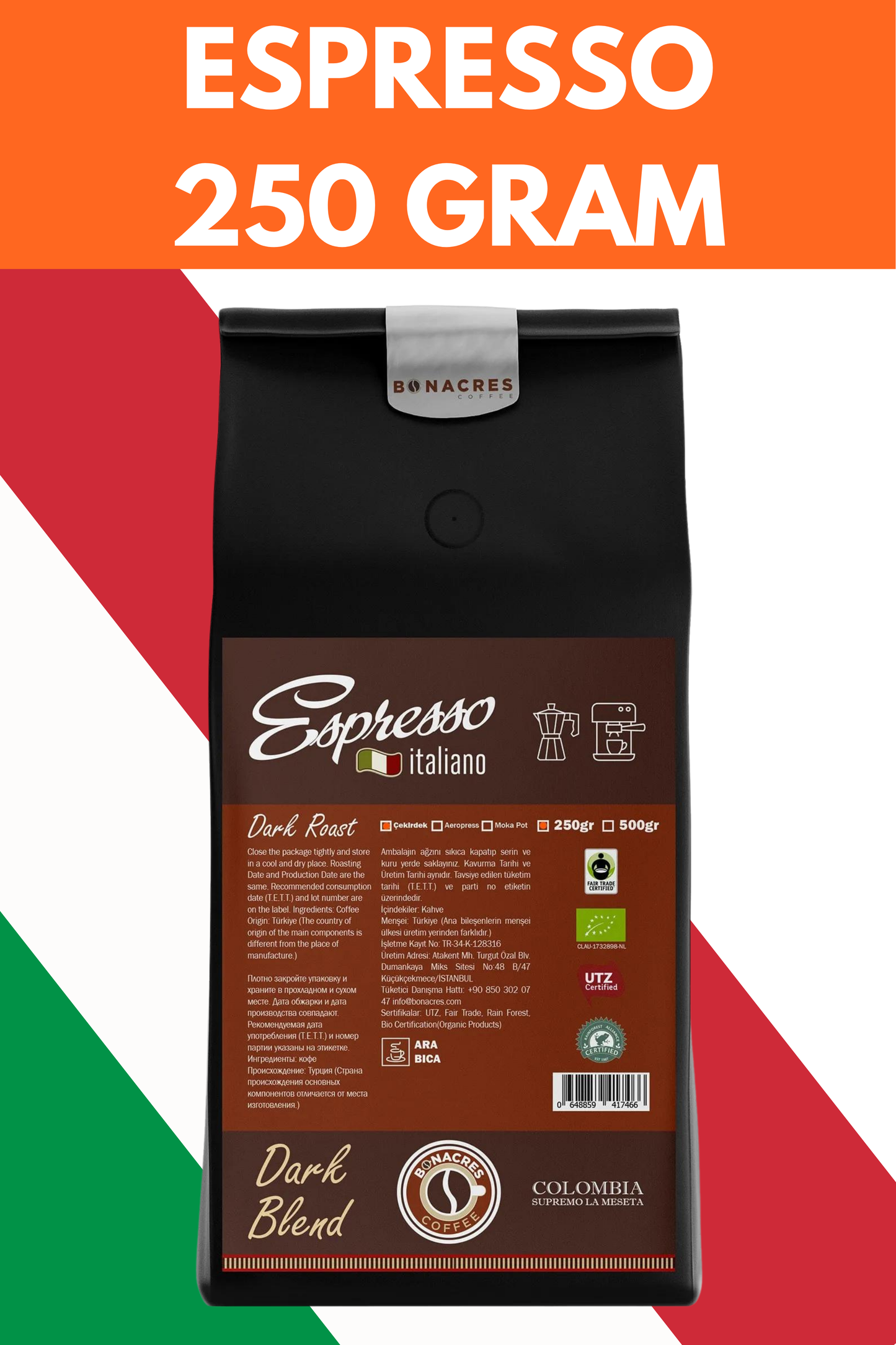 Sert İçim Espresso Çekirdekleri Italiano 250gr